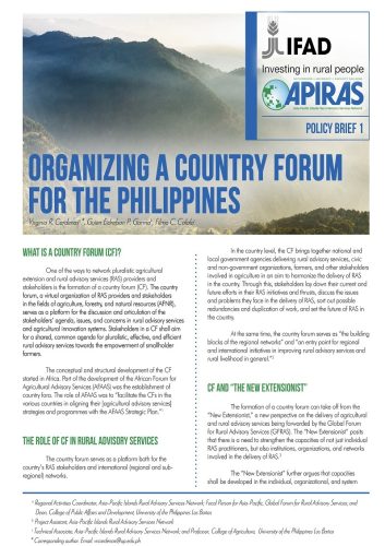 Organizing a Country Forum (CF) for the Philippines-1